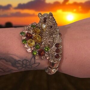 Unique Vintage Rhinestone Western Glam Horse Statement Bracelet ✨